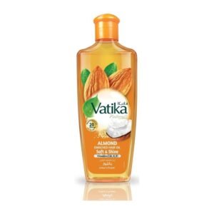 Vatika Almond Enriched Natural Hair Oil, Coconut and Sesame Hair Oil that softens and shines hair for dry and frizzy hair – 300 ml