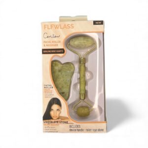 رولر مساج الوجه + حجر غوا شا – لتنشيط الدورة الدموية وشد البشرة FLFWLASS Facial Roller & Gua Sha (1)