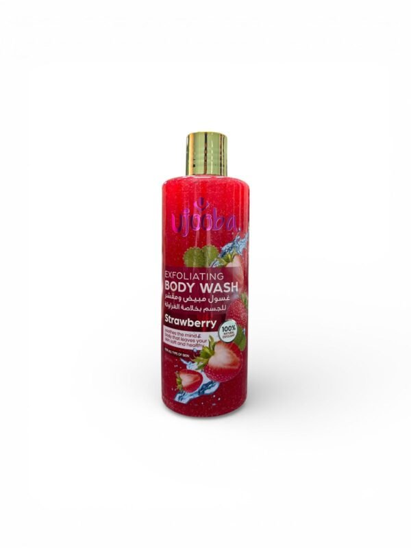 Ujoba Exfoliating Body Wash غسول ومقشر الجسم بخلاصة الفراولة وزبدة الشيا والعود 500 مل (2)