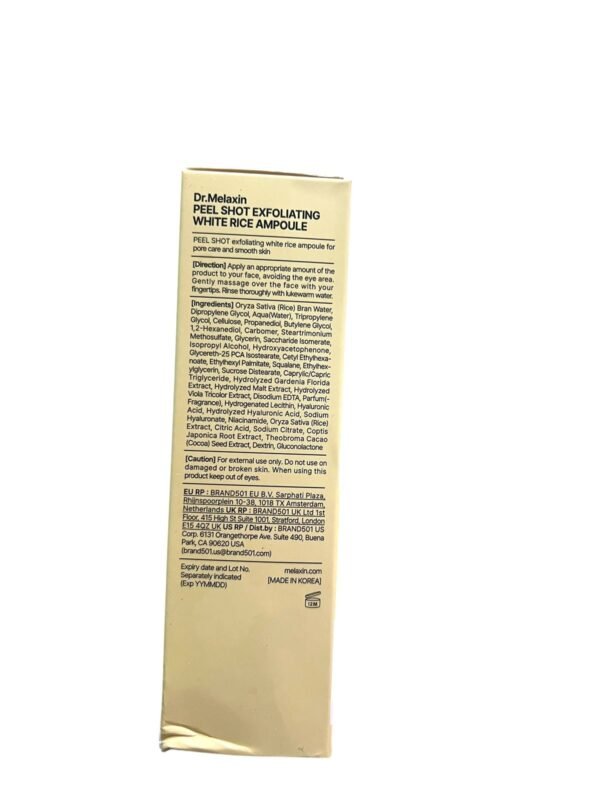 Dr.Melaxin Rice Peel Shot Ampoule for Exfoliating and Brightening Skin – Korean Rice Serum for Whitehead Removal (1)