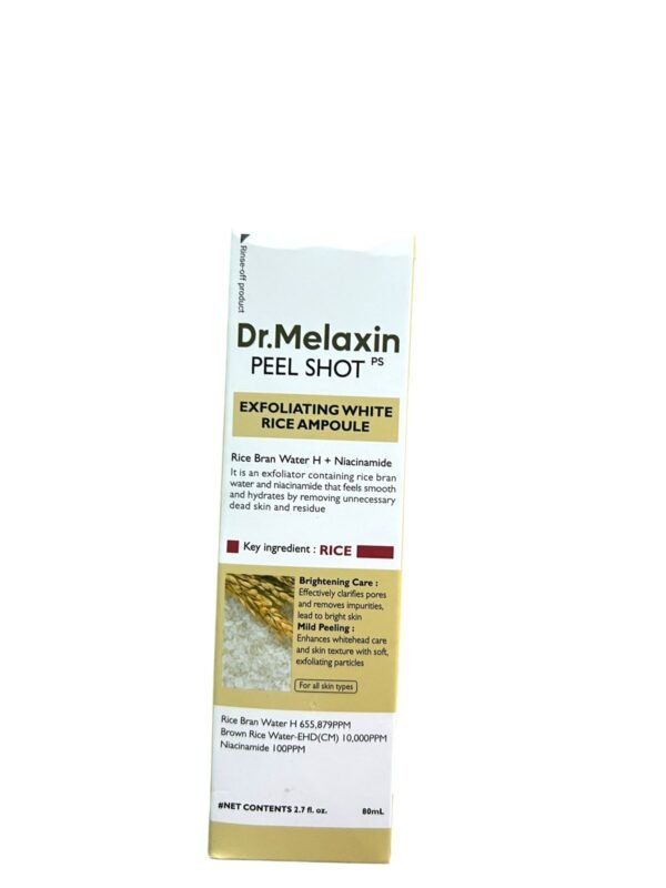 Dr.Melaxin Rice Peel Shot Ampoule for Exfoliating and Brightening Skin – Korean Rice Serum for Whitehead Removal (2)