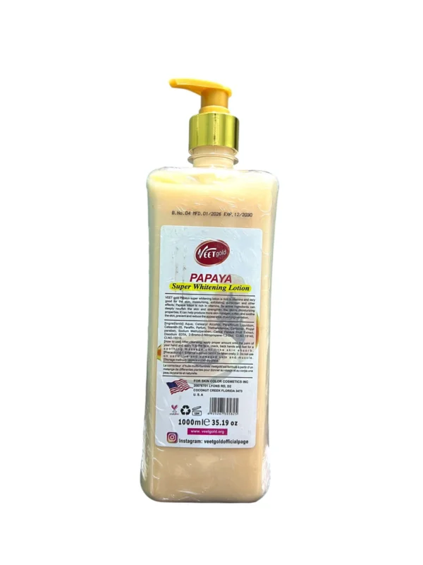 VEEET Gold Papaya Lotion for Skin Lightening and Moisturizing 1000ml (2)