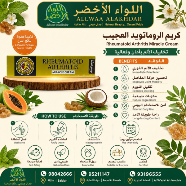 كريم الروماتويدAmazing rheumatoid pain relief cream العجيب - كريم الروماتويد,علاج طبيعي,كريم مفاصل,علاج آمن,تخفيف الألم,عناية صحية - زاوية جانبية توضيحية