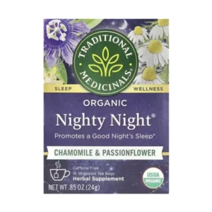 Traditional Medicinals, Organic Nighty Night, Chamomile & Passionflower Flavor, Caffeine-Free, 16 tea bags, 0.85 oz (24 g)