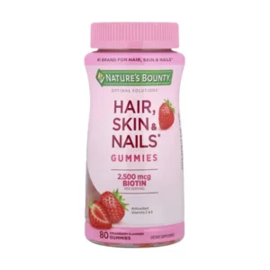 Natures Bounty, Optimal Solutions®, chewable tablets for healthy hair, skin and nails, strawberry flavor, 80 chewable tablets