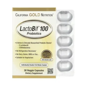 California Gold Nutrition, LactoBif® 100 Probiotic, 100 billion colony forming units, 30 vegetarian capsules