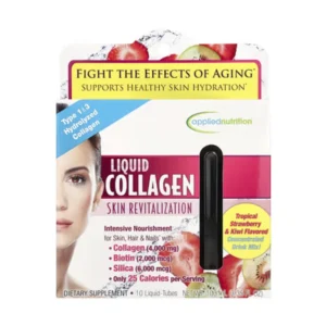 Applied Nutrition, Liquid Collagen, Skin Revitalization, Tropical Strawberry and Kiwi, 10 ampoules containing liquid, 10 ml each