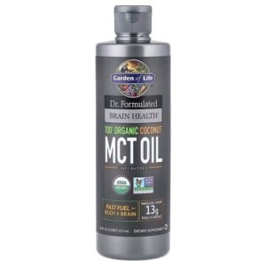 Garden of Life, Dr. Formulated Brain Health’s H2-2-2-Go tablets, 100% Organic Coconut MCT Oil, Unflavored, 16 fl oz (473 ml)
