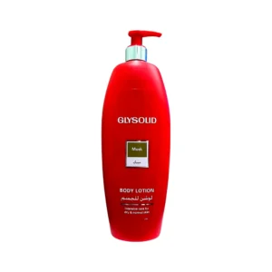 Red bottle of Glysolid Musk Body Lotion
