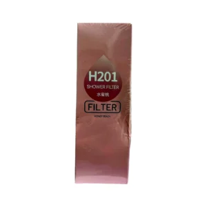 H201 Shower Filter with Honey Peach scent in pink box