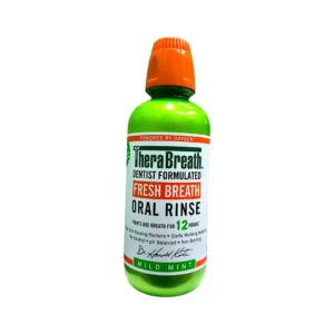 TheraBreath mild mint oral rinse bottle